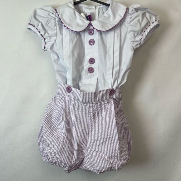 Posh Pickle Purple and White 2 piece searsucker Purple and white bubble set EUC. - Picture 1 of 9